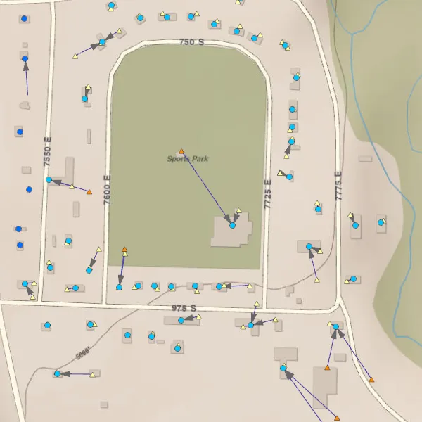 The lines show which circle points are considered the nearest for the triangle points.